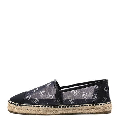 Chanel Mesh Grosgrain CC Espadrilles 40 Black White 1 of 9