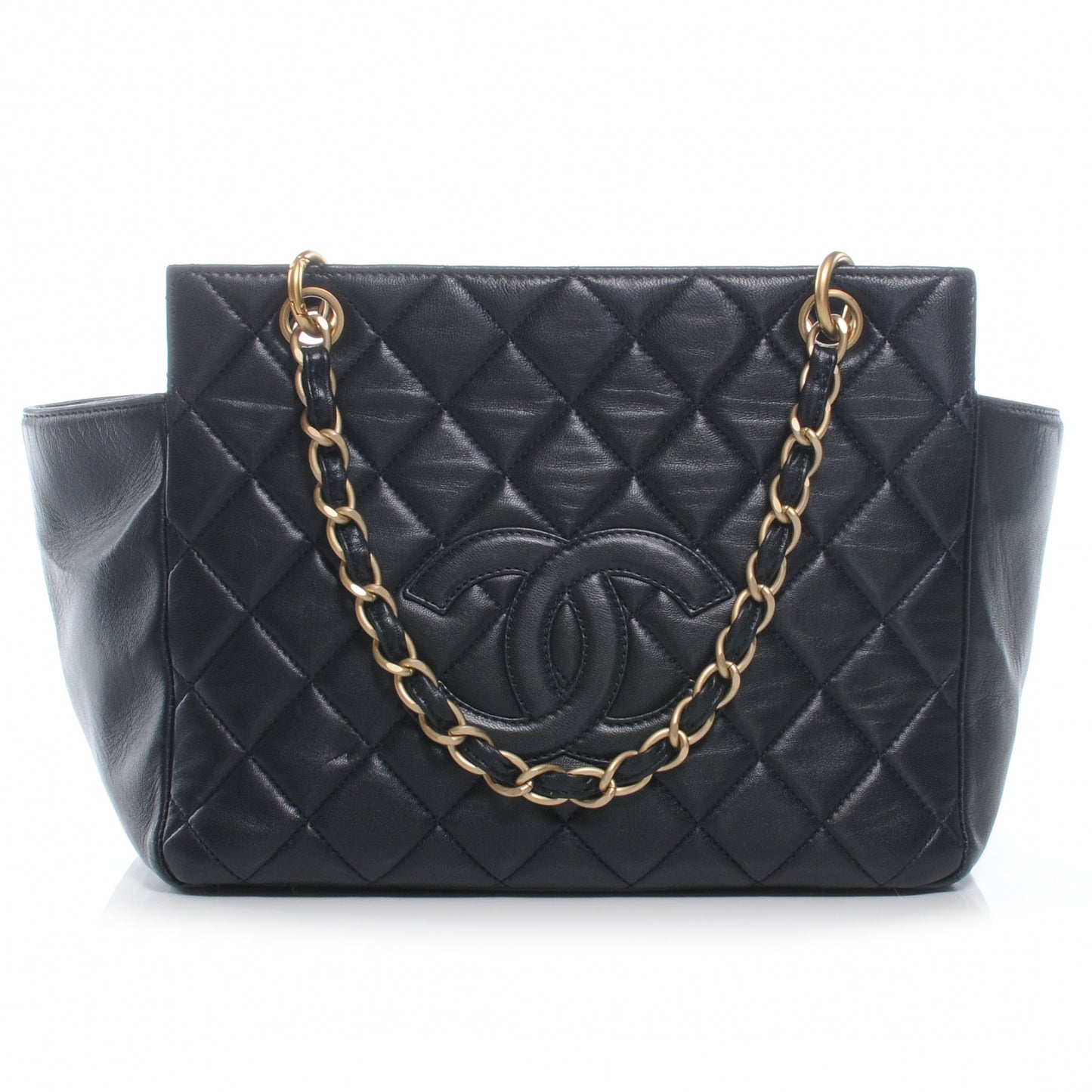 Lambskin Petit Timeless Shopping Tote PTT Navy Blue