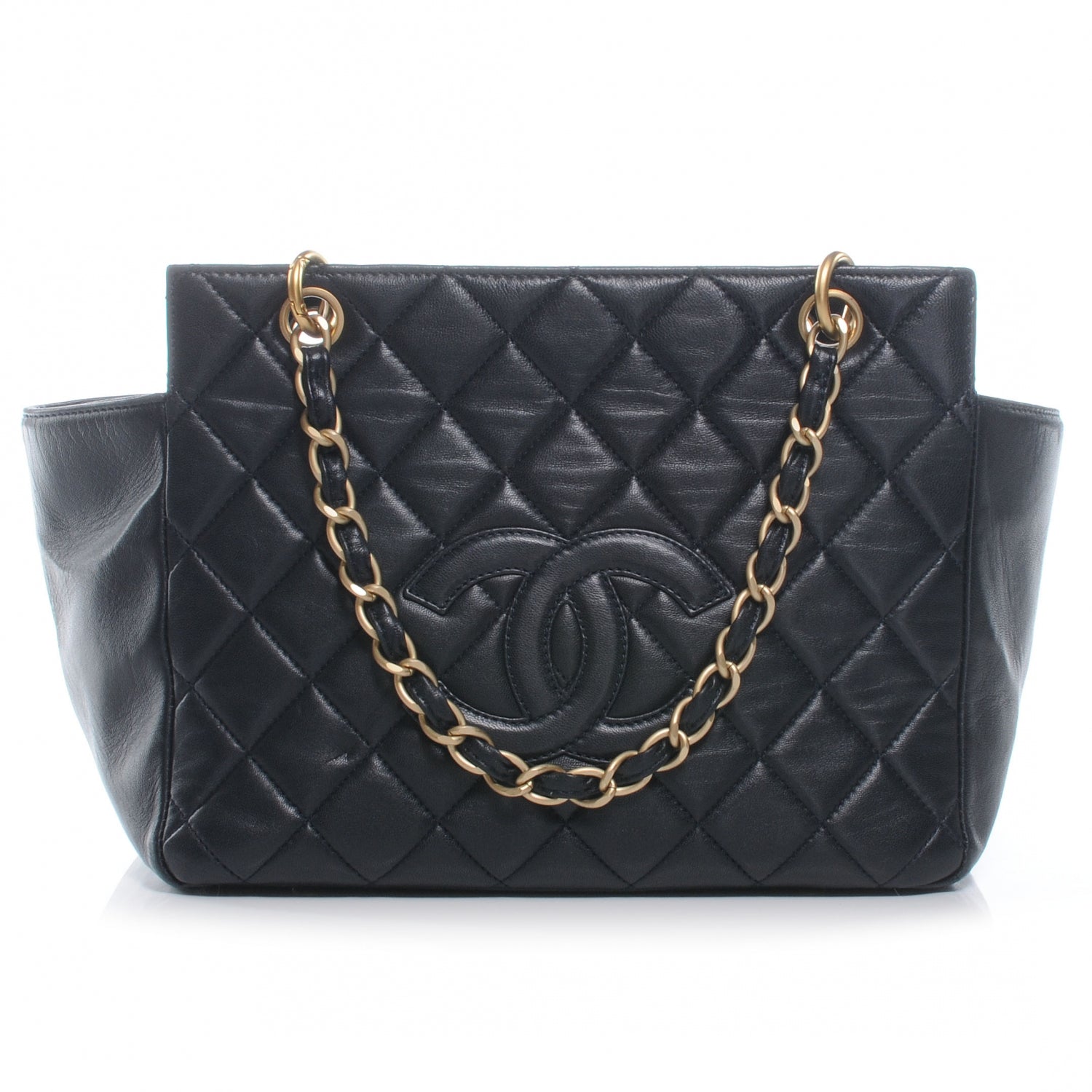 Chanel Lambskin Petit Timeless Shopping Tote PTT Navy Blue 1 of 8