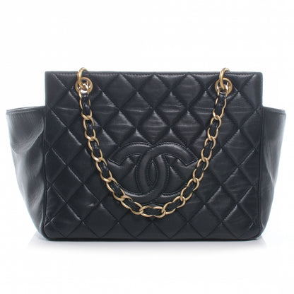 Chanel Lambskin Petit Timeless Shopping Tote PTT Navy Blue 1 of 8