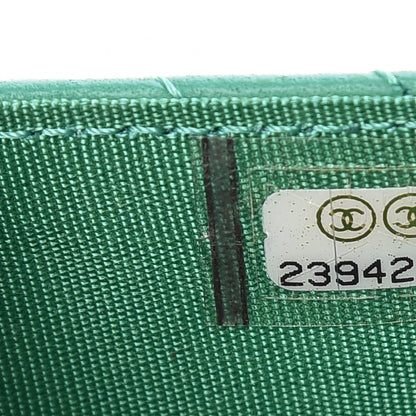 Chanel Lambskin Chevron Quilted Boy Card Holder Wallet Green 8 of 13