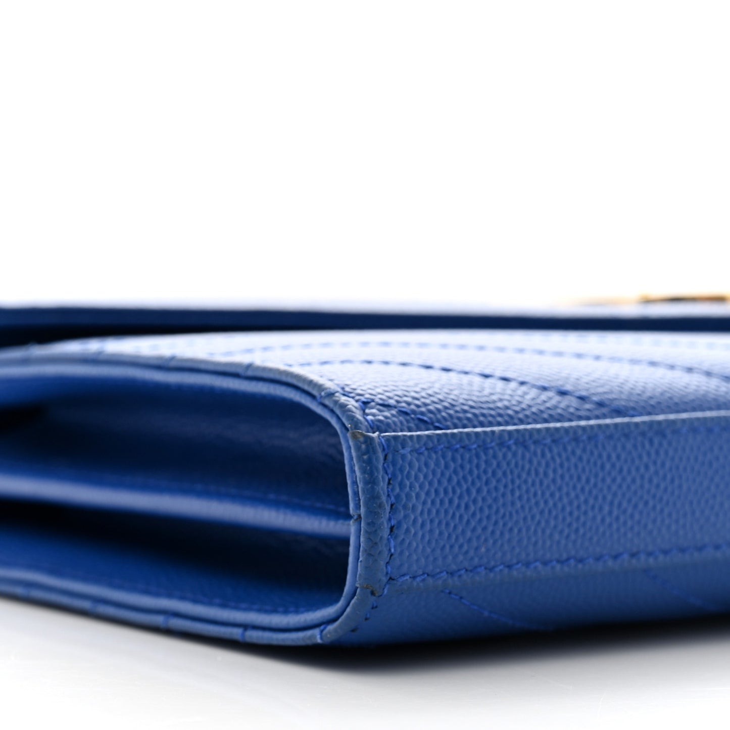 Grain De Poudre Matelasse Chevron Monogram Chain Wallet Blue Majorelle