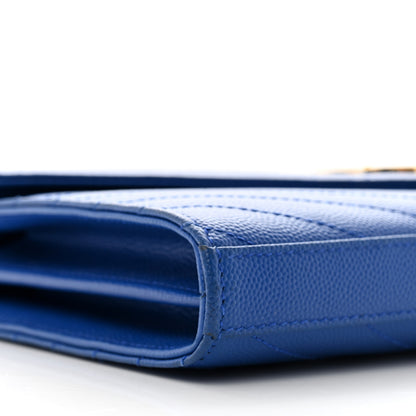 Saint Laurent Grain De Poudre Matelasse Chevron Monogram Chain Wallet Blue Majorelle 9 of 16