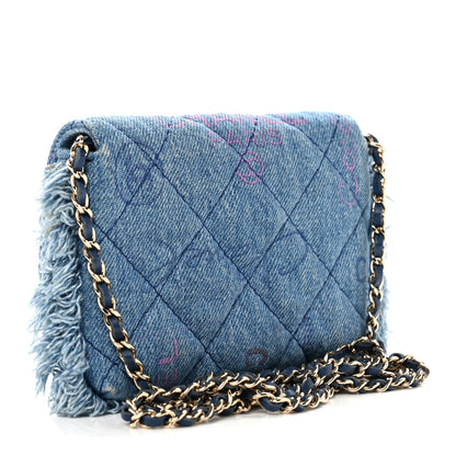 Chanel Denim Quilted Denim Mood Clutch With Chain Blue Multicolor 3 of 11