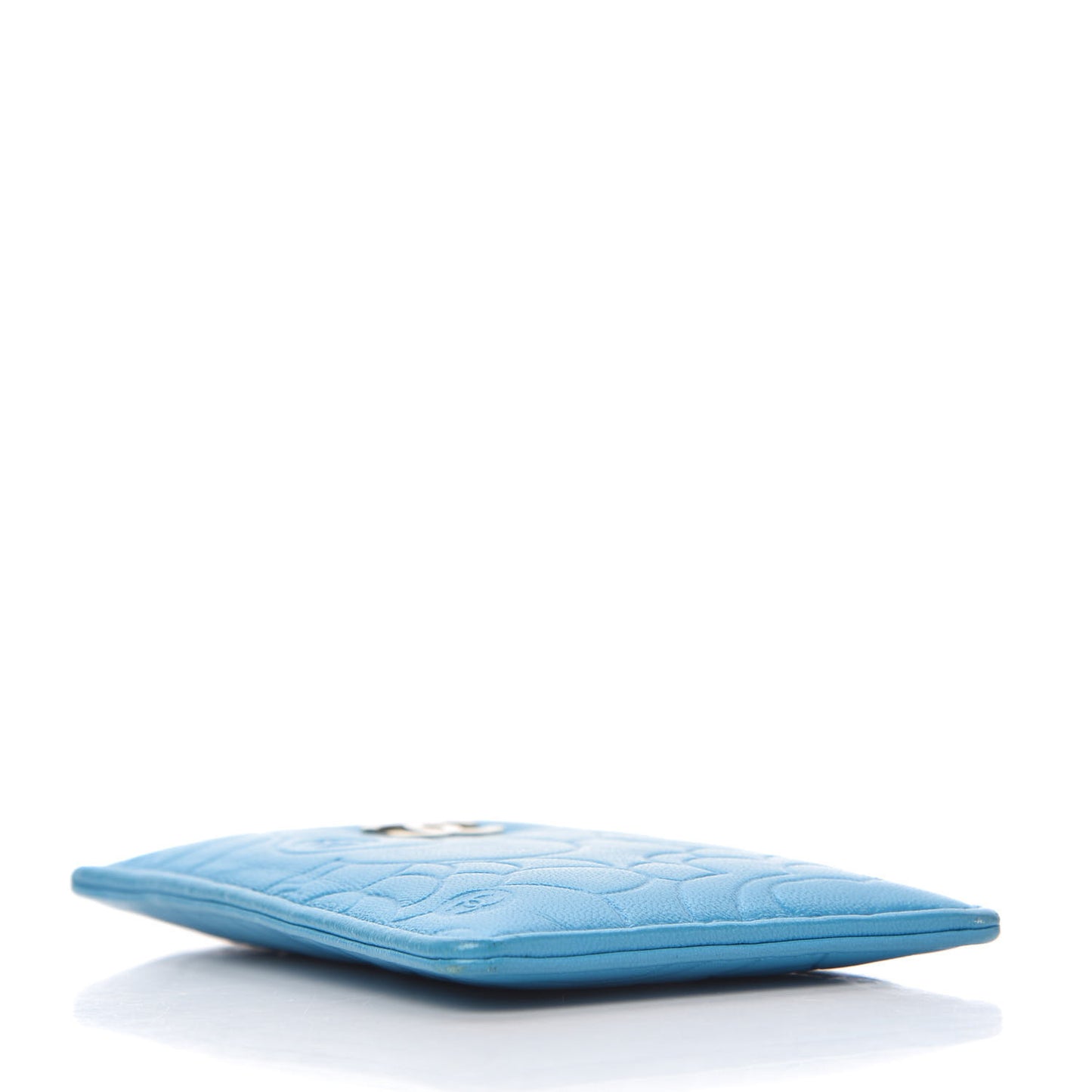 Lambskin Camellia Embossed iPhone Case Turquoise