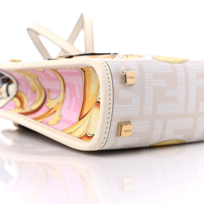 Fendi X VERSACE Calfskin Plexiglass Fendace FF Baroque Mini Fendi Sunshine Shopper Tote Gold Rosa White Ice Ciad 8 of 9