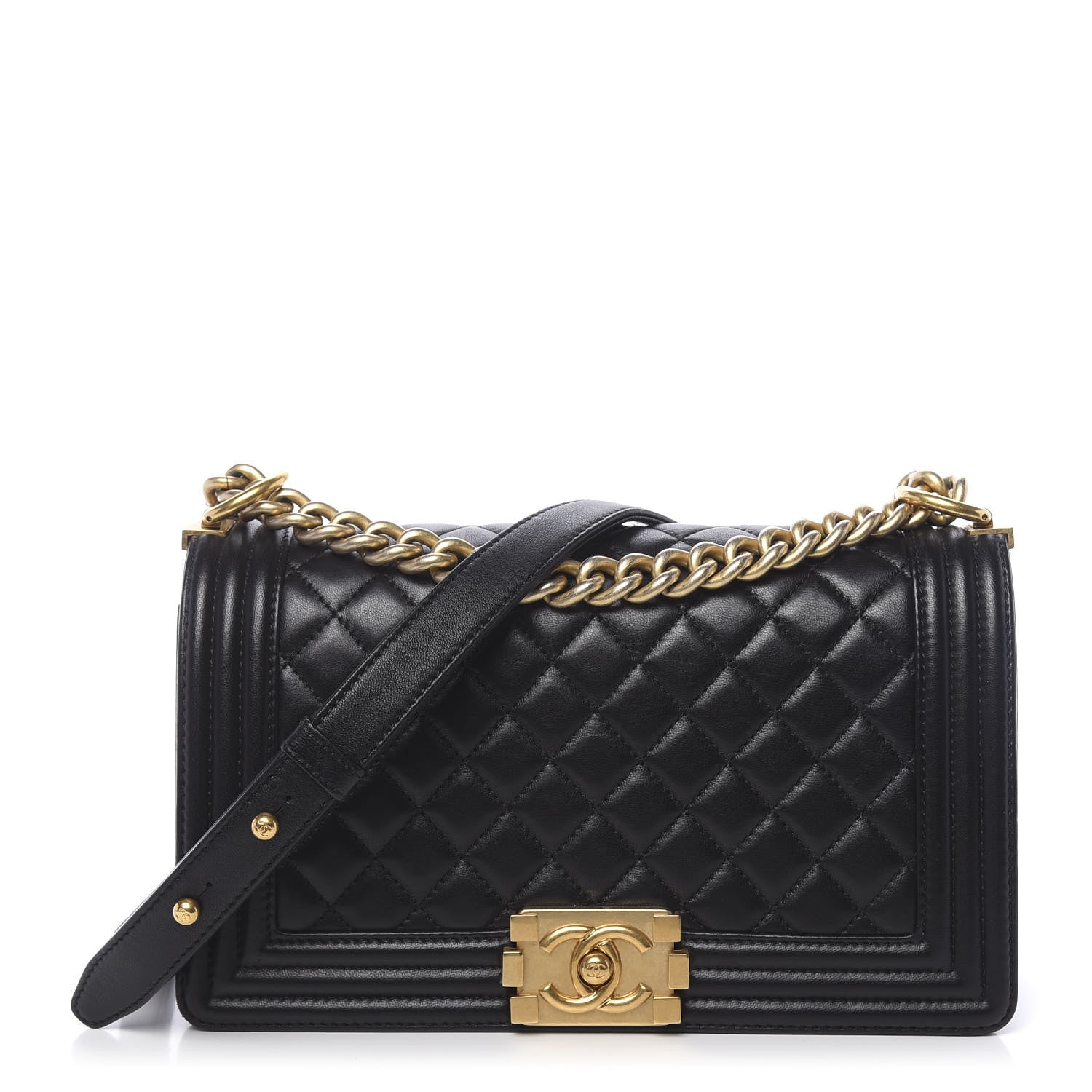Chanel Lambskin Quilted Medium Boy Flap Black 1 of 13