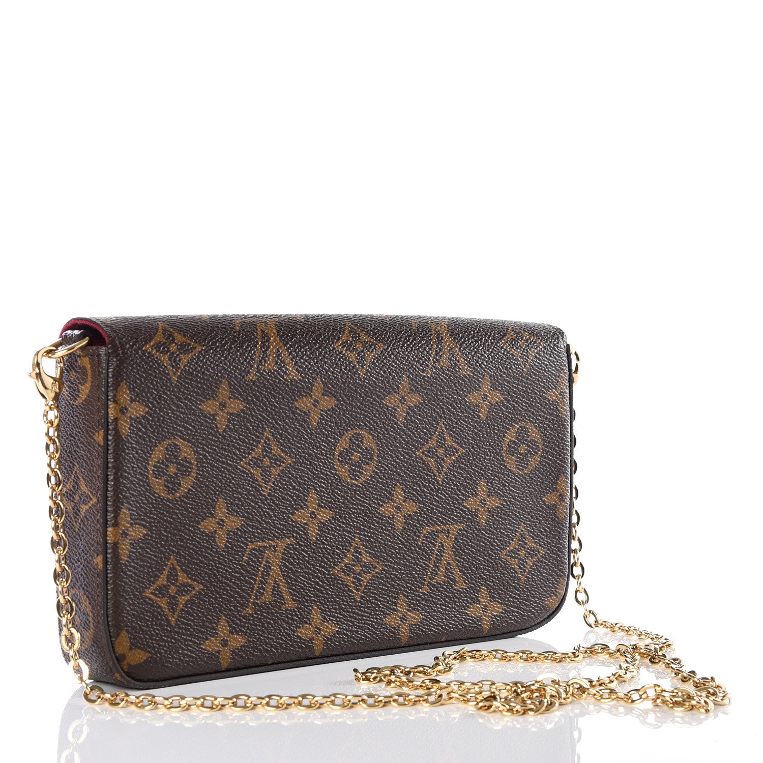 Louis Vuitton Monogram Pochette Felicie Chain Wallet Fuchsia 2 of 15