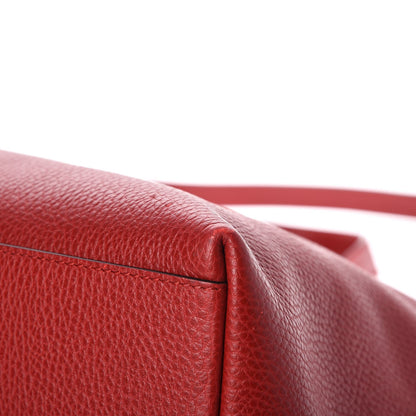 Gucci Pebbled Calfskin Convertible Bamboo Tassel Tote Red 9 of 11