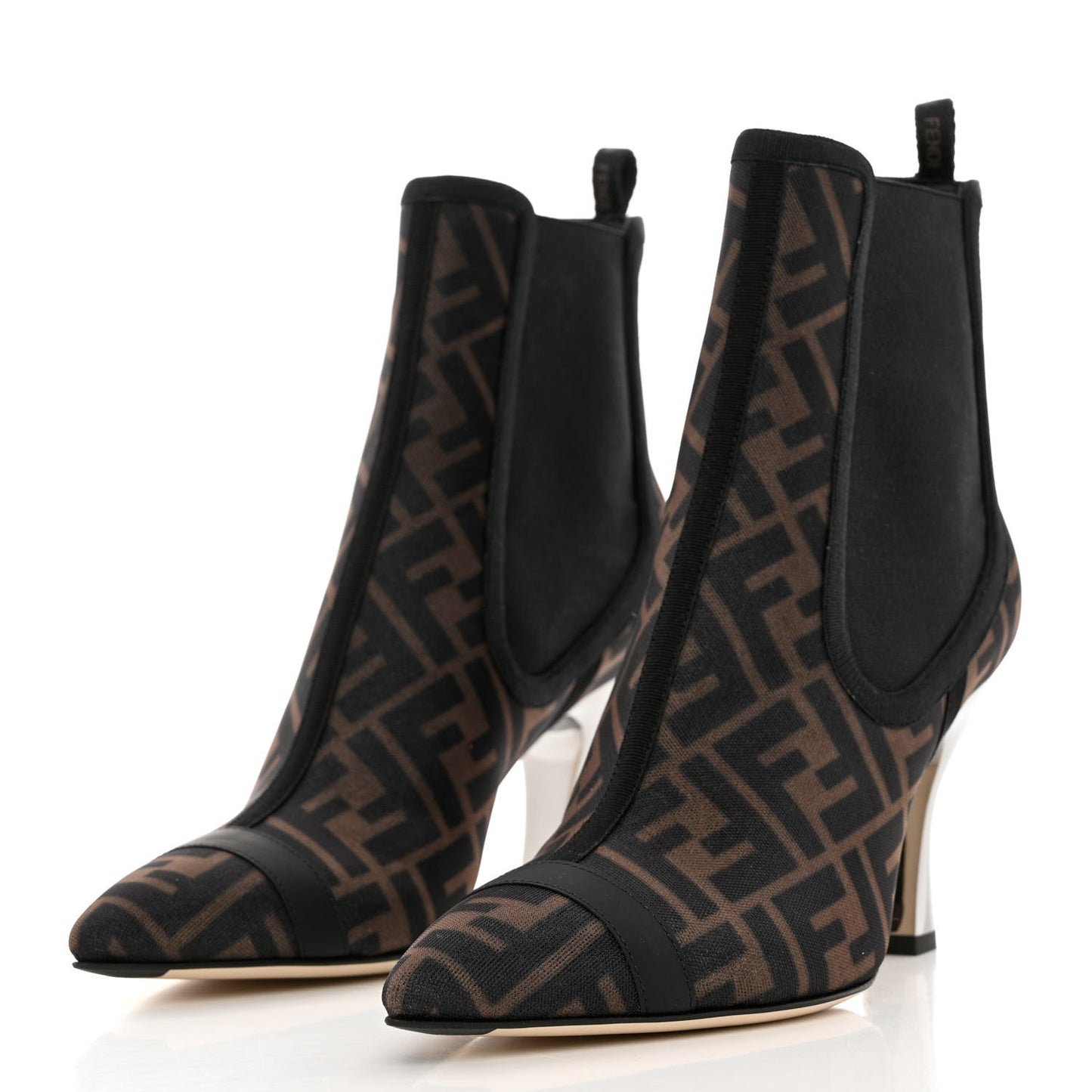 Mesh Tulle FF Colibri 85mm Ankle Booties 38.5 Tobacco Moro Black