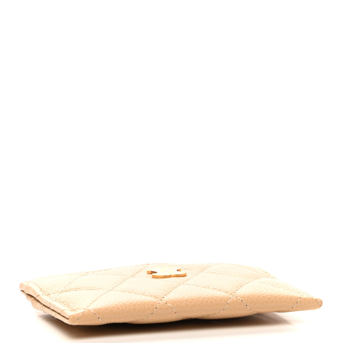Caviar Quilted Card Holder Beige