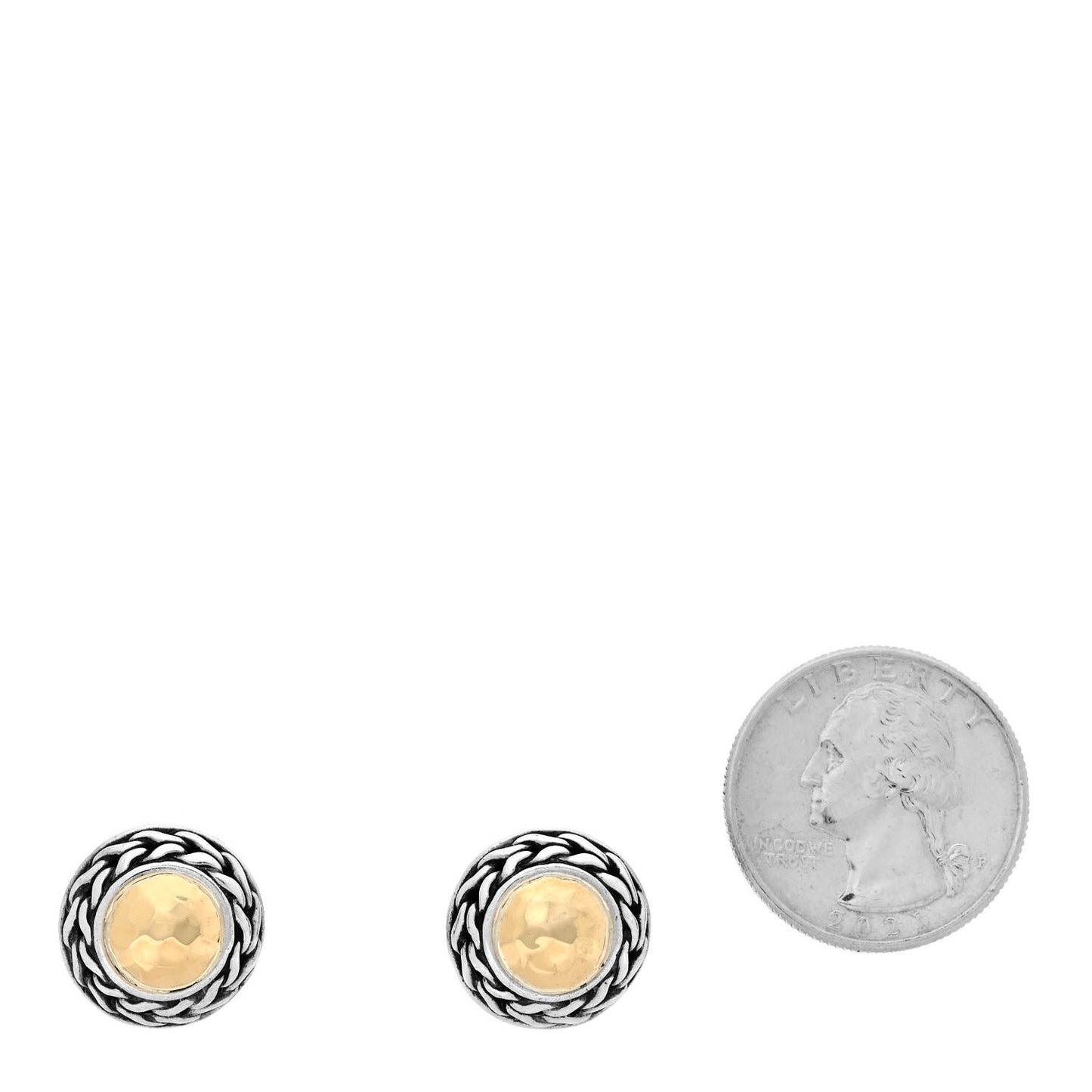 Sterling Silver 18K Yellow Gold 16mm Palu Round Earrings