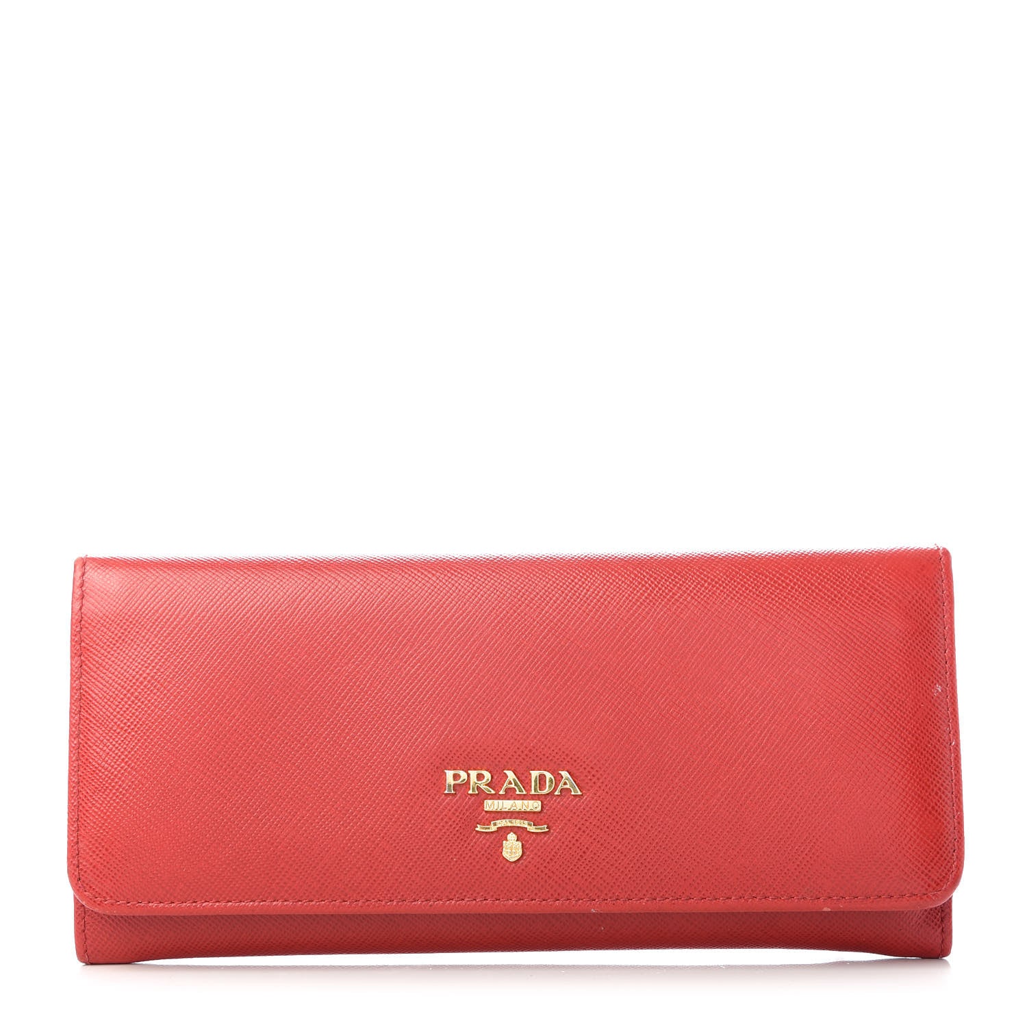 Prada Saffiano Metal Continental Flap Wallet Rosso 1 of 10