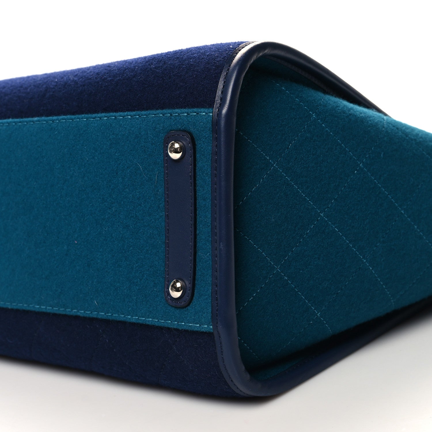 Chanel Wool Felt Calfskin Large Deauville Tote Blue Dark Blue 10 of 10