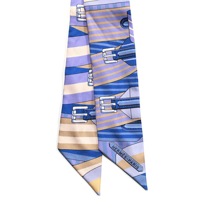 Hermes Silk Sangles Twilly Lavande Beige Bleu 2 of 5
