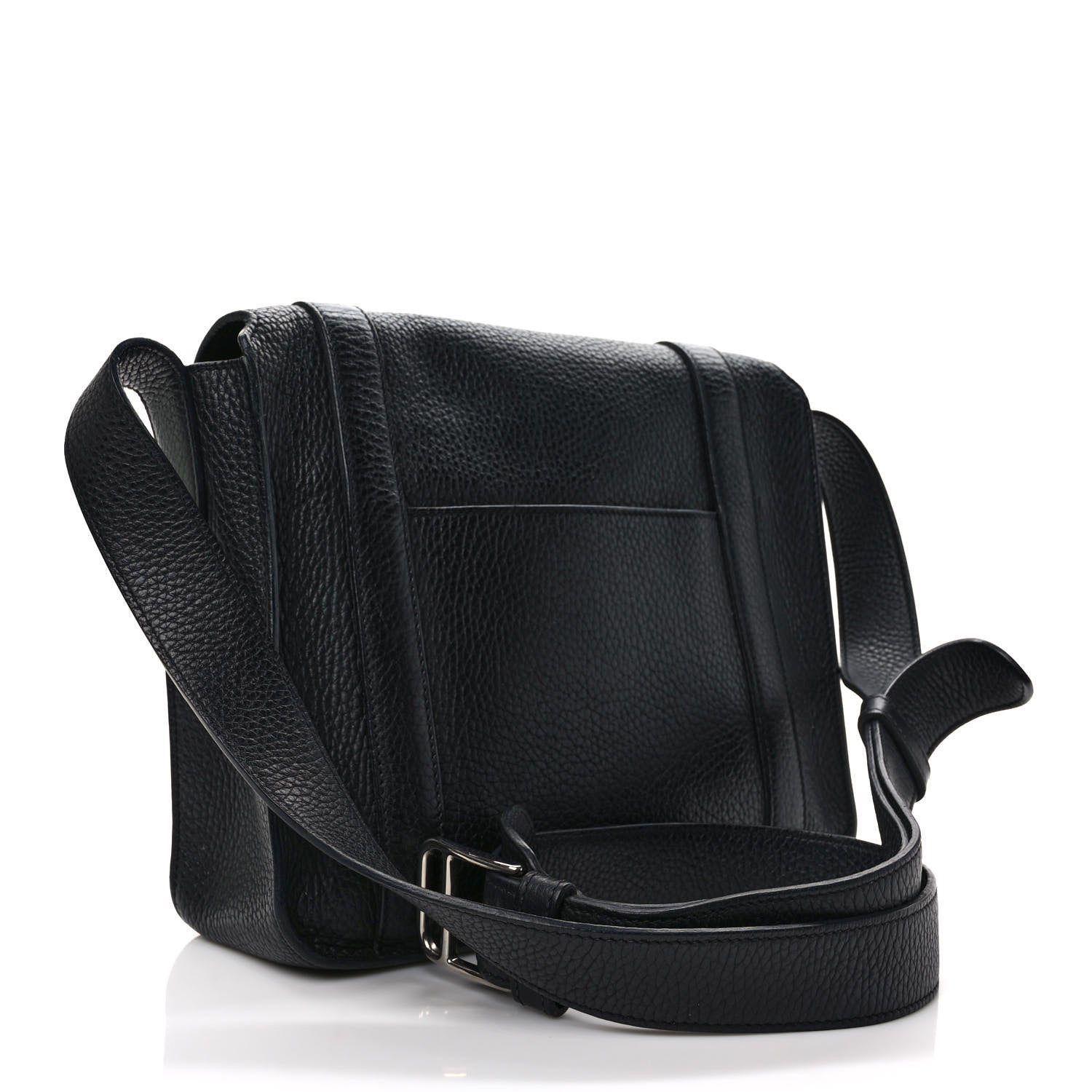Hermes Taurillon Clemence Steve Messenger 28 Black Bleu Izmir 3 of 10