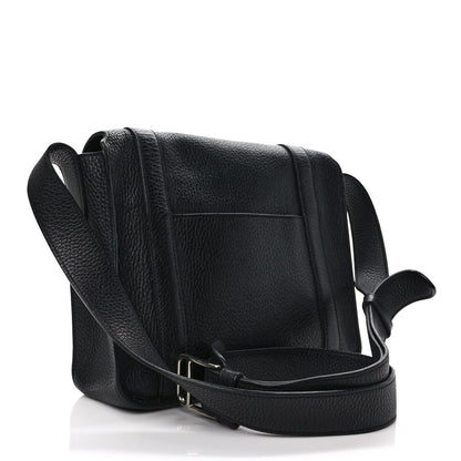 Hermes Taurillon Clemence Steve Messenger 28 Black Bleu Izmir 3 of 10
