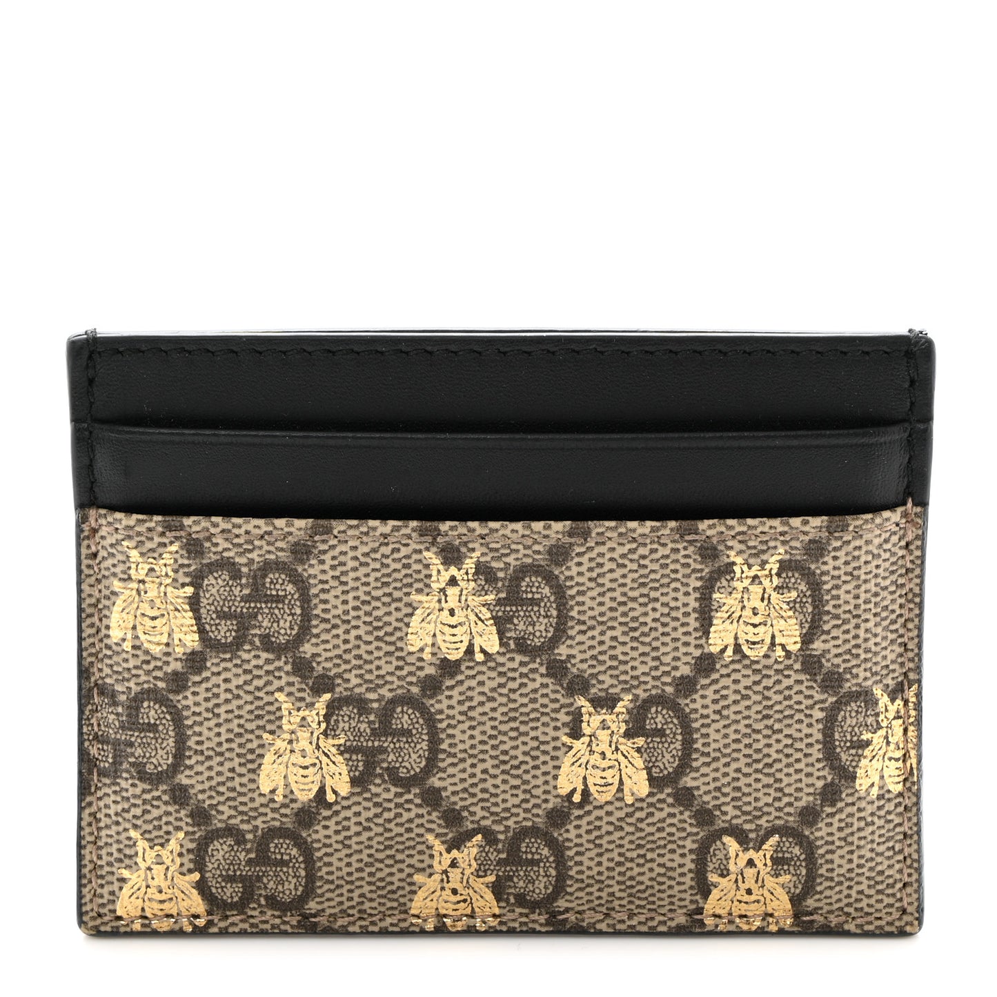 GG Supreme Monogram Bees Card Holder Black