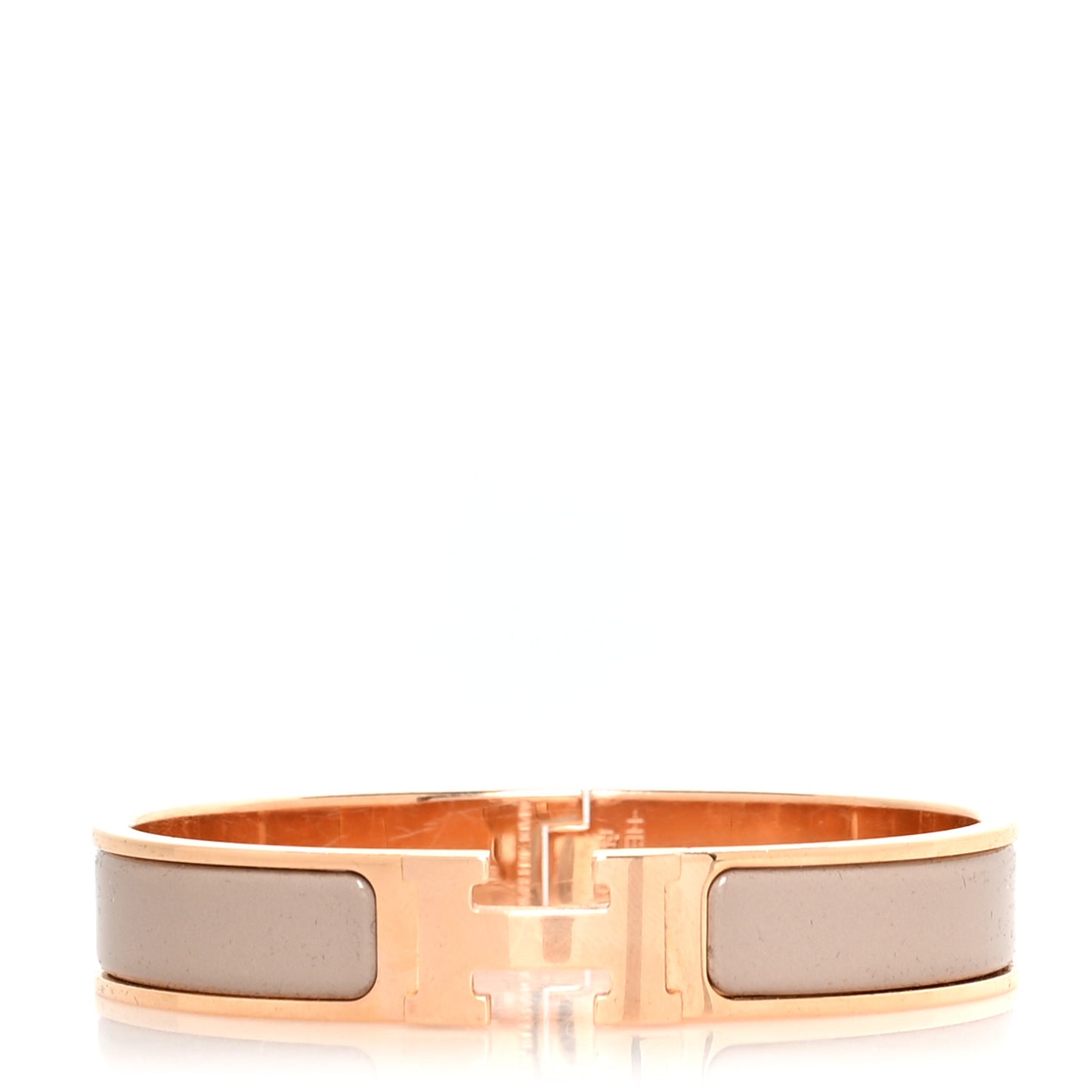 Enamel Narrow Clic Clac H Bracelet GM Marron Glace