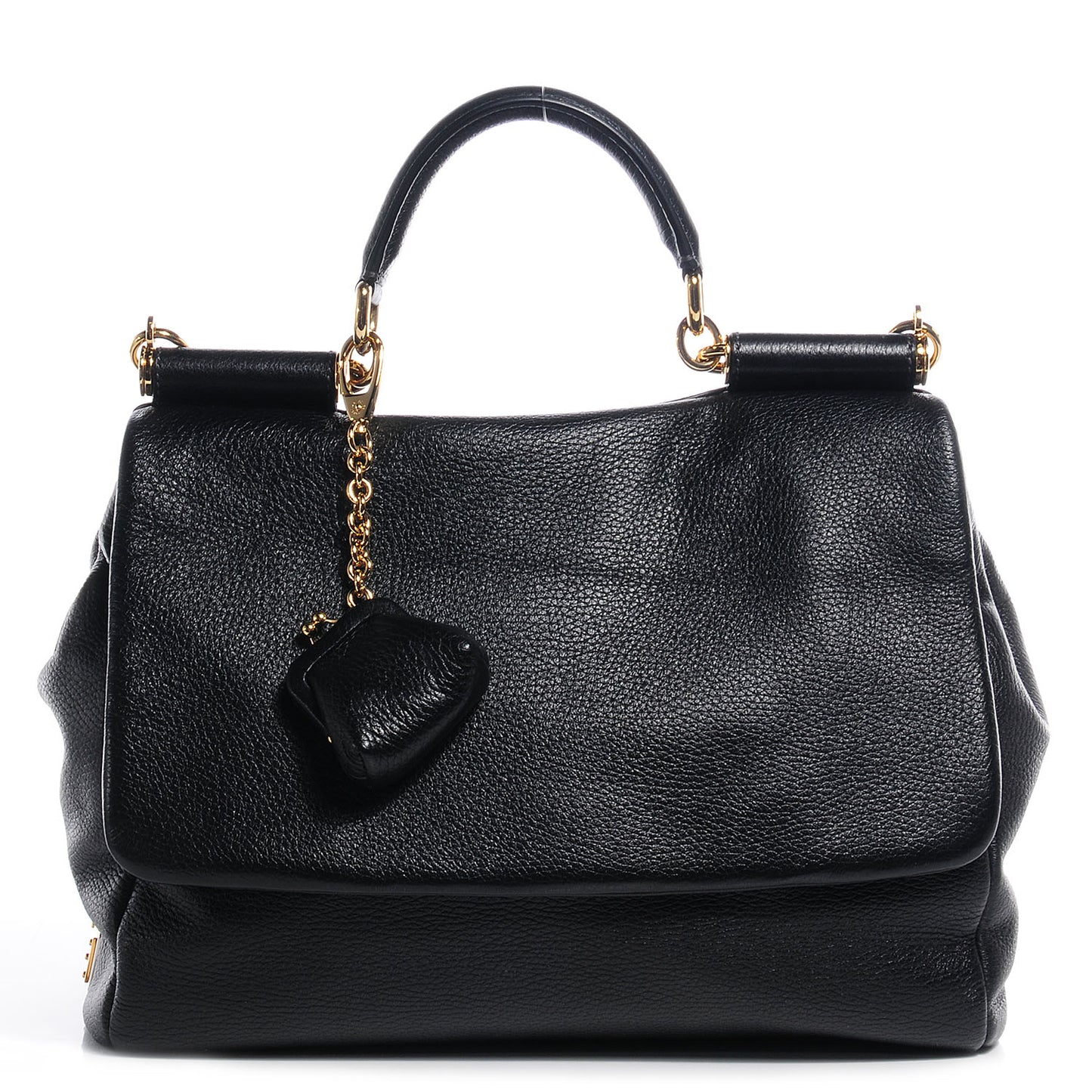 Grained Deerskin Medium Miss Sicily Satchel Black