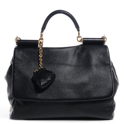 Dolce & Gabbana Grained Deerskin Medium Miss Sicily Satchel Black 1 of 11
