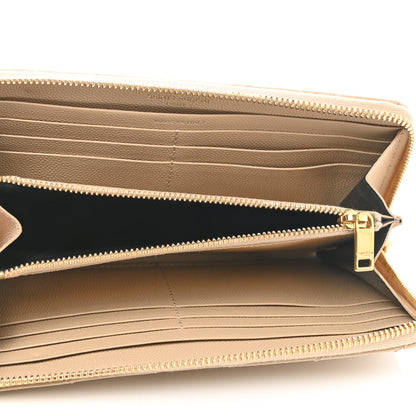 Saint Laurent Grain De Poudre Matelasse Chevron Monogram Zip Around Wallet Nude 5 of 6
