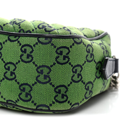 Gucci Monogram Multicolor Matelasse Diagonal Small GG Marmont Chain Shoulder Bag Green Blue 10 of 12