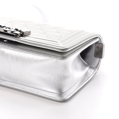 Chanel Metallic Patent Calfskin Quilted Small Boy Flap Silver 9 of 12