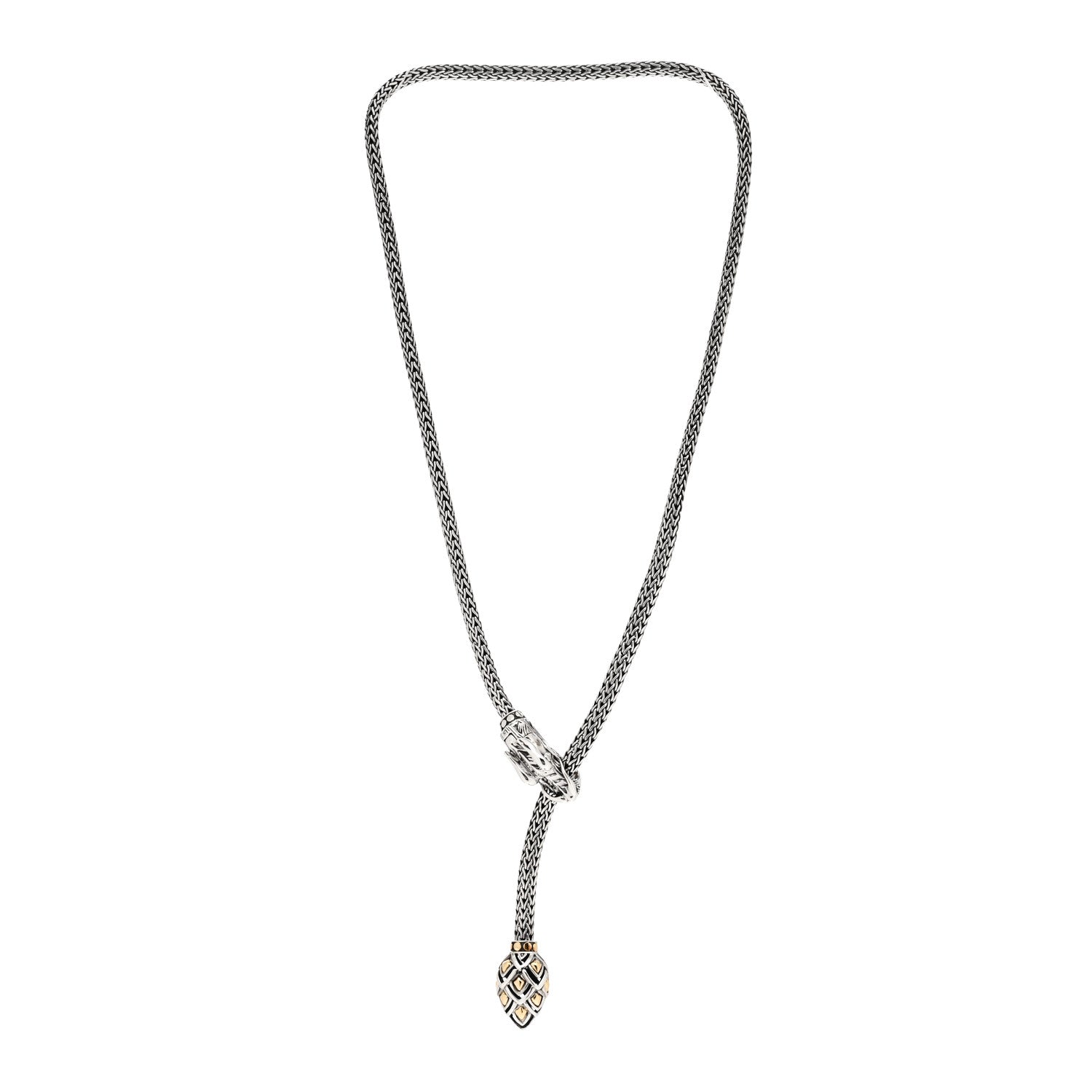 John Hardy Sterling Silver 18K Yellow Gold Legends Naga Dragon Lariat Necklace 2 of 3