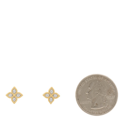 Roberto Coin 18K Yellow Gold Diamond Small Princess Flower Stud Earrings 2 of 5
