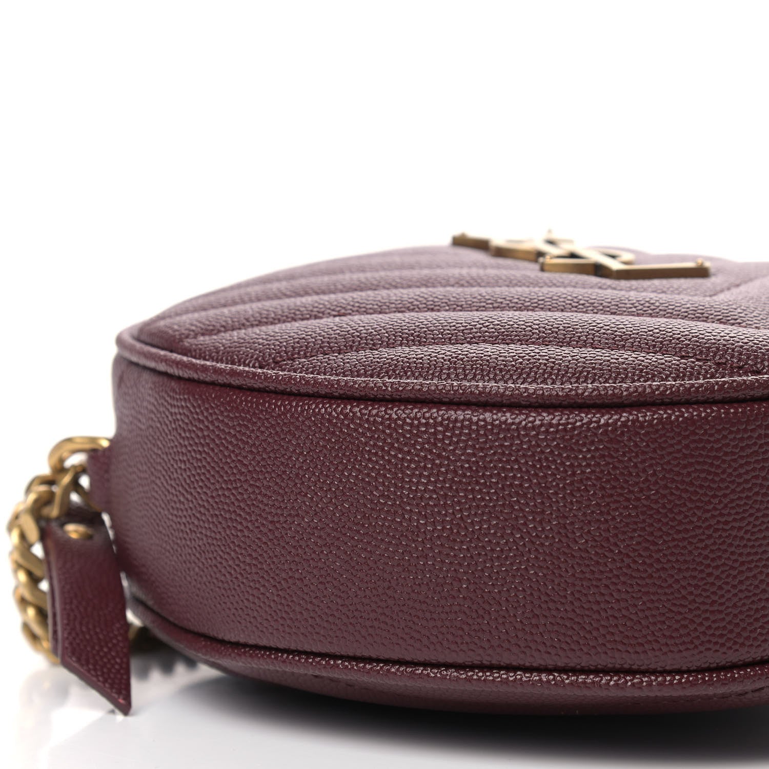 Saint Laurent Grain De Poudre Matelasse Chevron Quilted Round Vinyle Camera Bag Rouge Legion 7 of 8