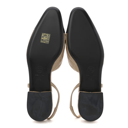 Chanel Lambskin Patent Cap Toe CC Slingback Flats 38.5 Beige Black 6 of 12