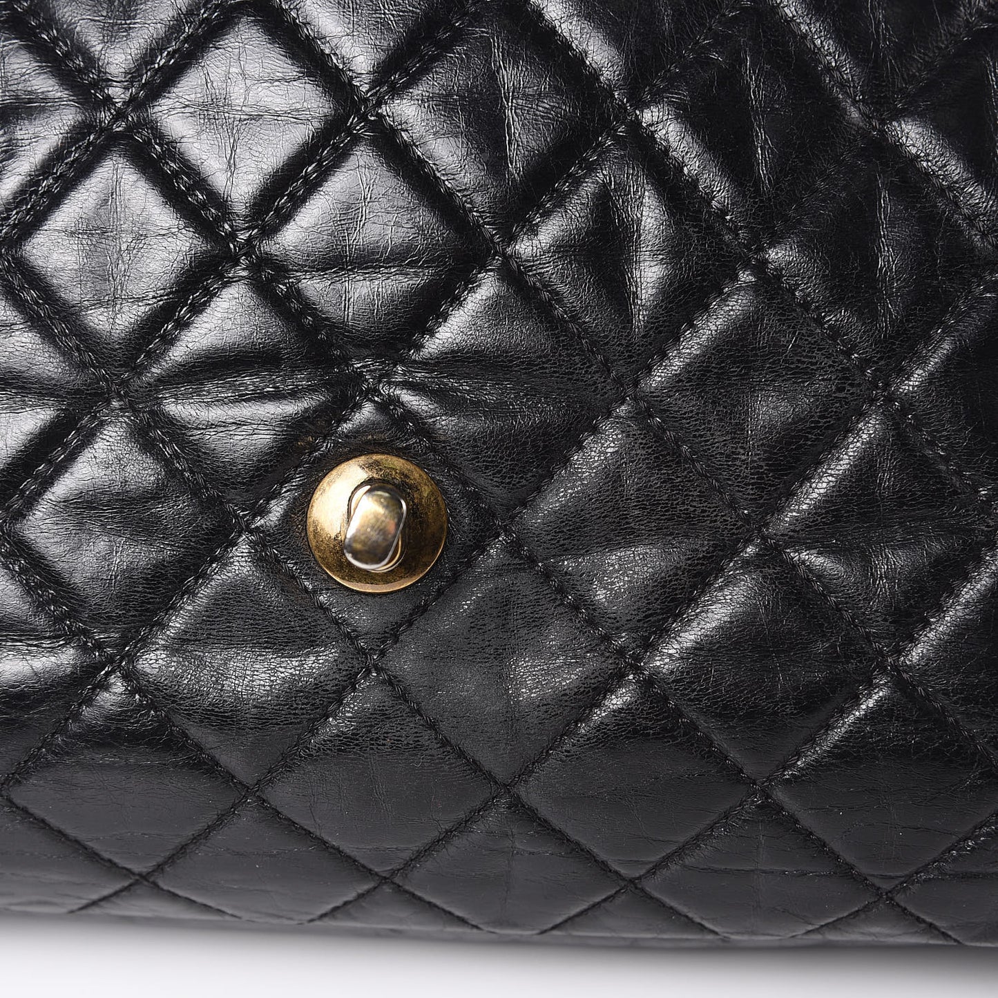 Glazed Calfskin Castle Rock Large Flap Black Burgundy