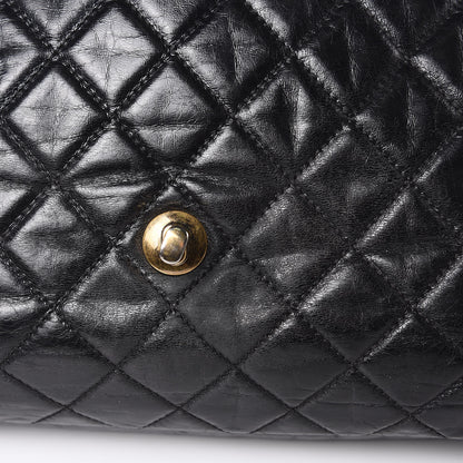 Chanel Glazed Calfskin Castle Rock Large Flap Black Burgundy 10 of 19