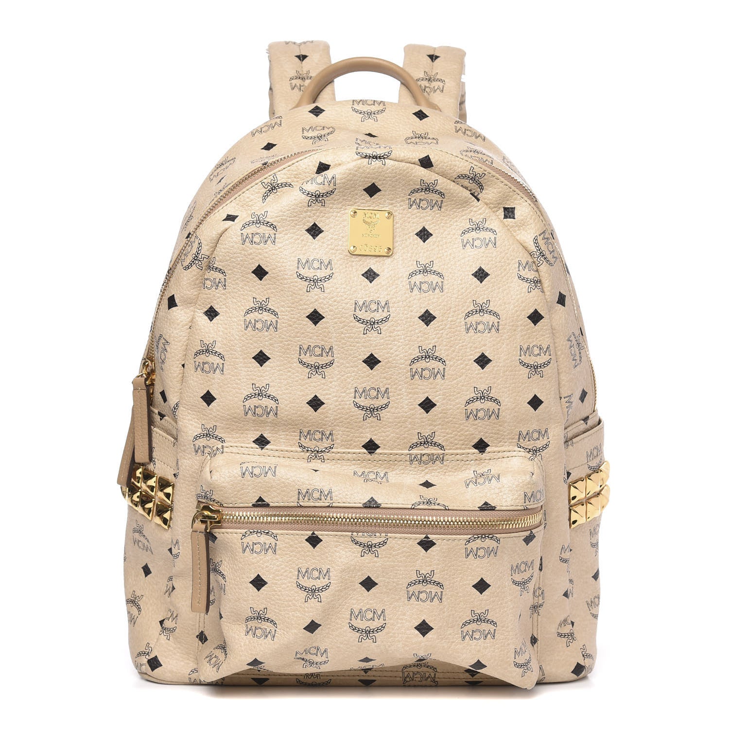 MCM Visetos Large Side Studs Stark Backpack Beige 1 of 10