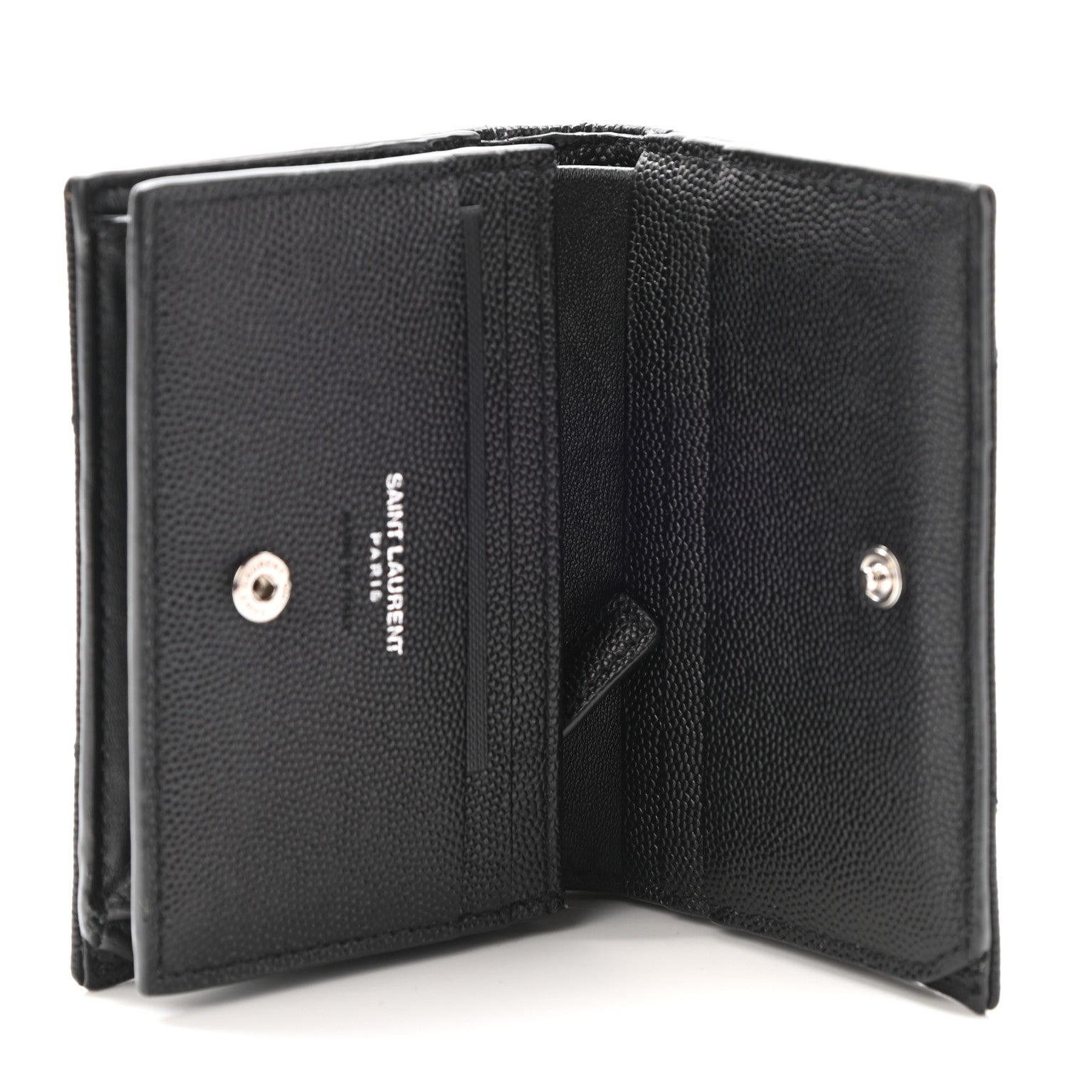Saint Laurent Grain De Poudre Matelasse Chevron Monogram Card Case Black 5 of 7