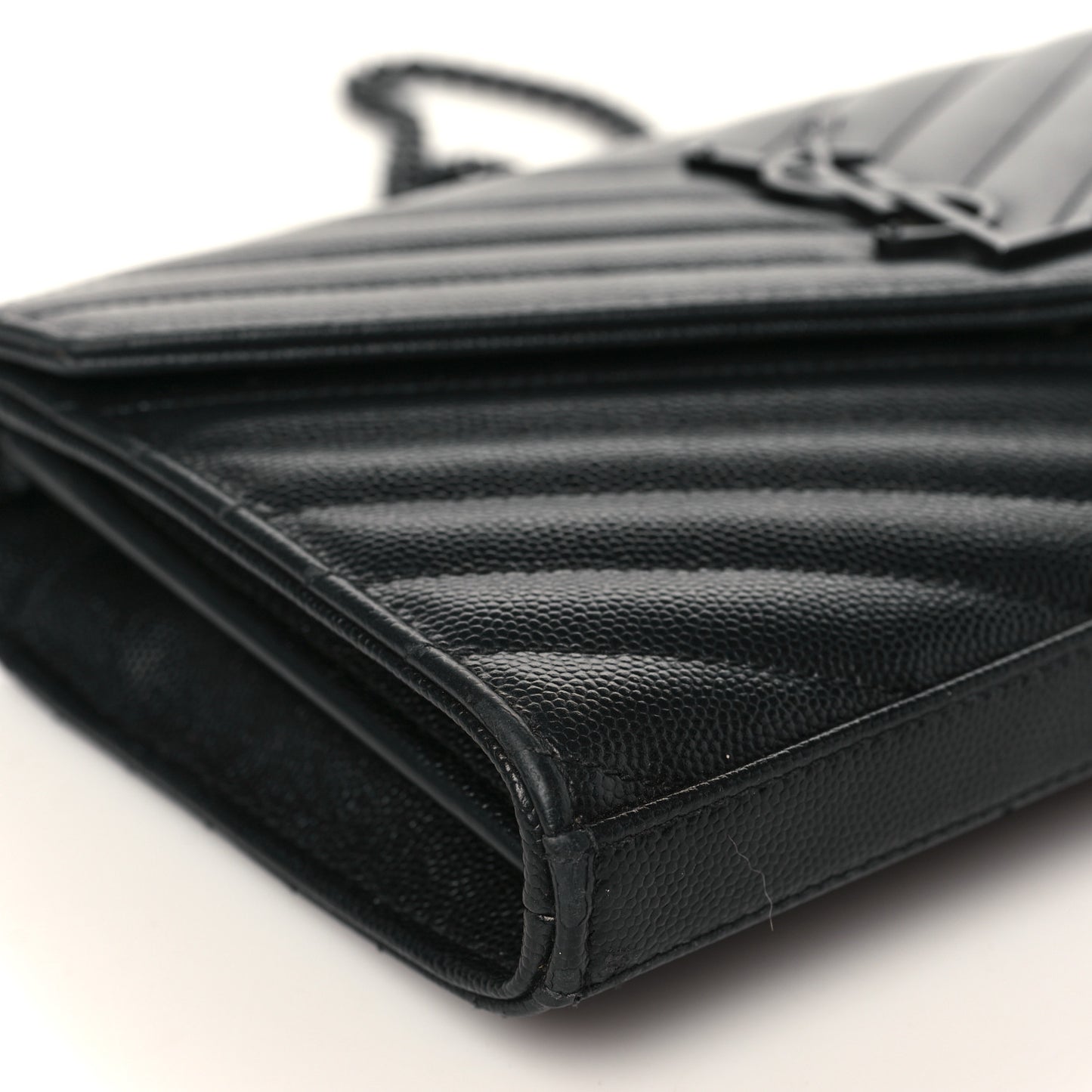 Grain De Poudre Matelasse Chevron Monogram Chain Wallet Black