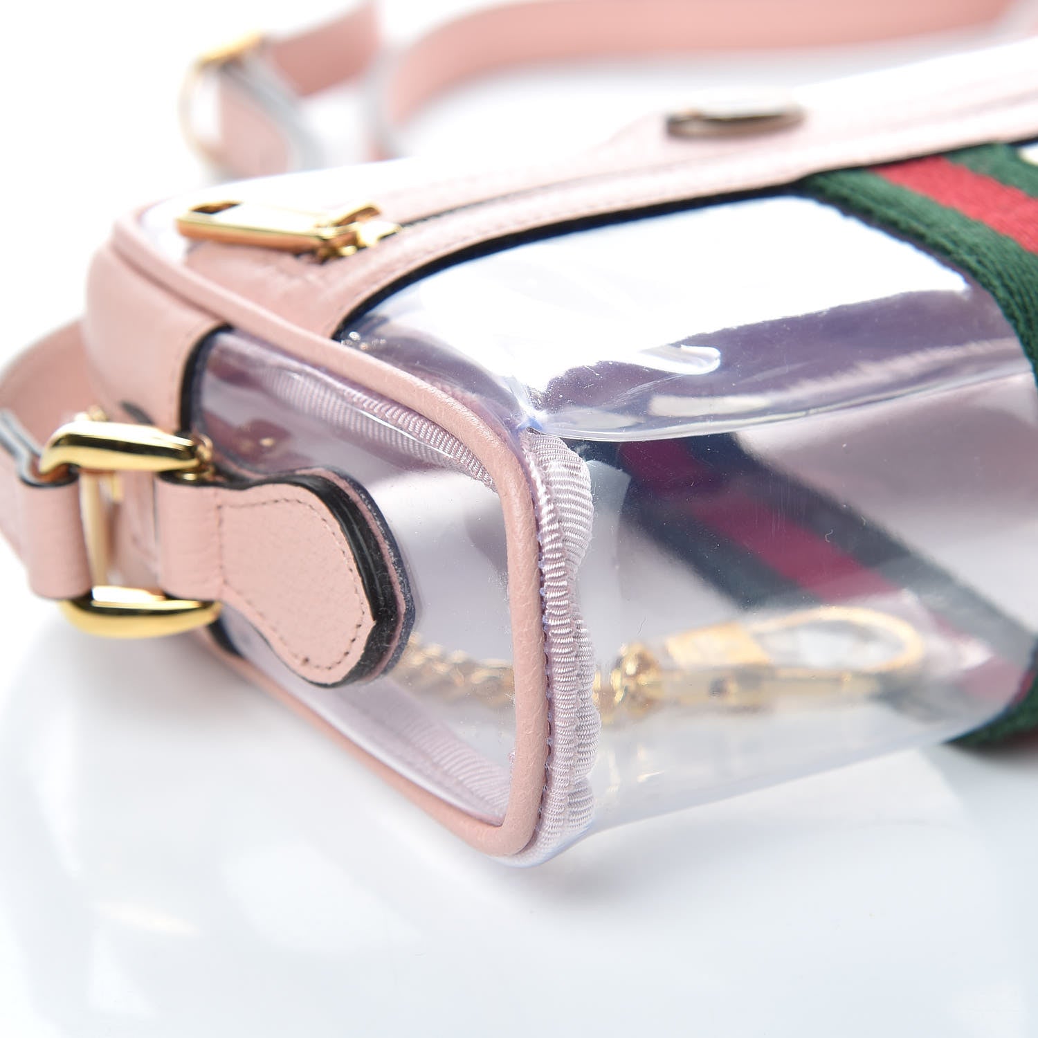 Gucci Vinyl Web Mini Ophidia Transparent Shoulder Bag Perfect Pink 7 of 9