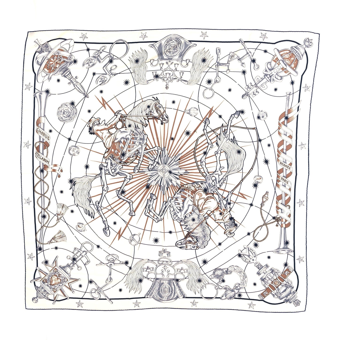 Cashmere Silk Chorus Stellarum Shawl 140 Blanc Marine Beige Rose