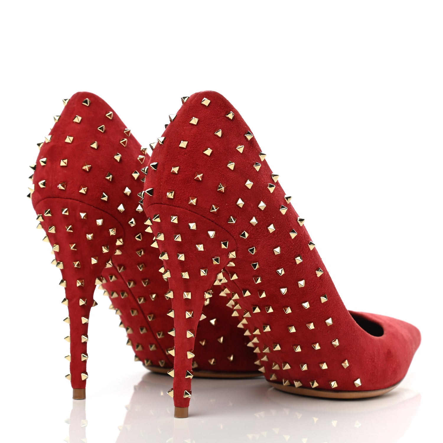 Valentino Garavani Suede Rockstud Stud Pumps 41 Red 4 of 8