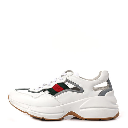 Gucci Demetra Web Womens Rhyton Cut Out Sneakers 39.5 Great White Grey 1 of 8