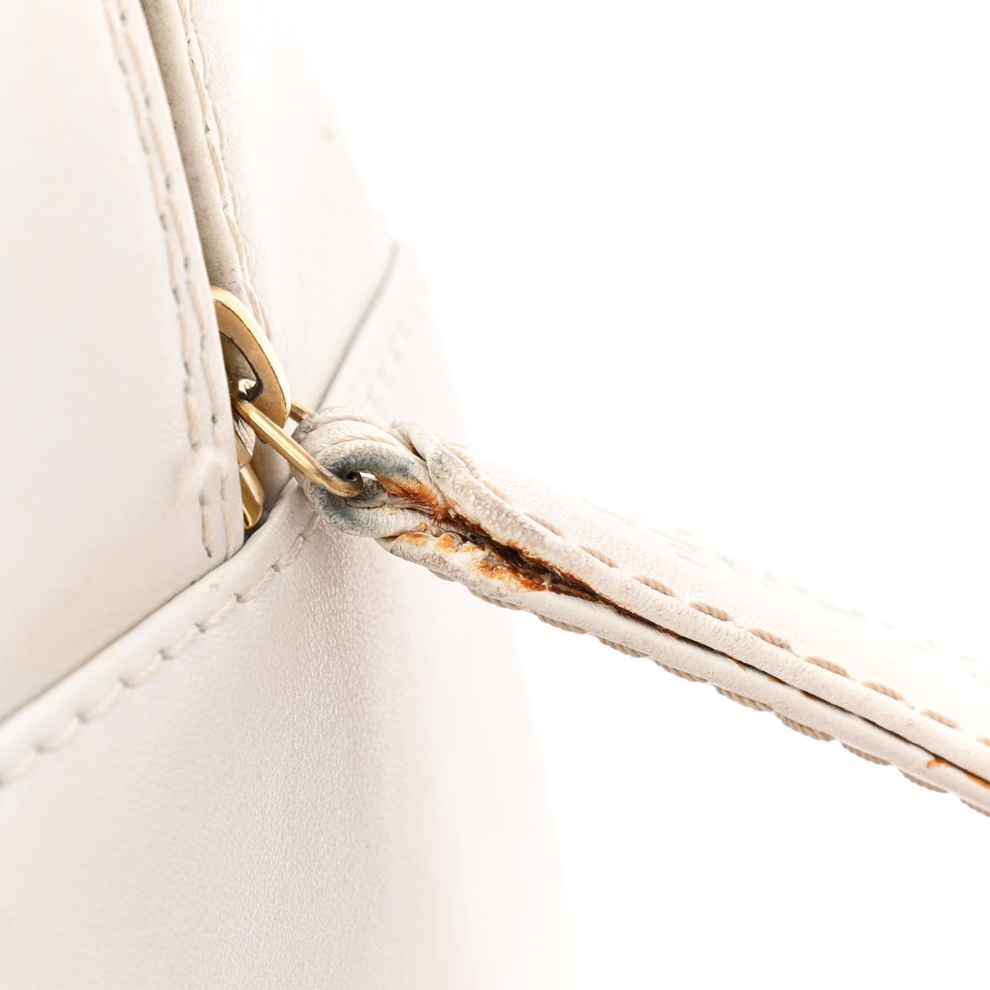Calfskin Wild Stitch Top Handle Bag White