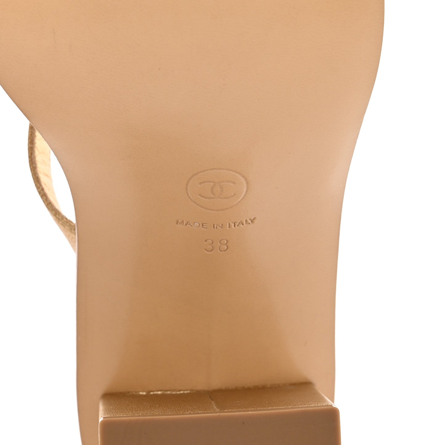 Laminated Lambskin CC Sandals 38 Gold