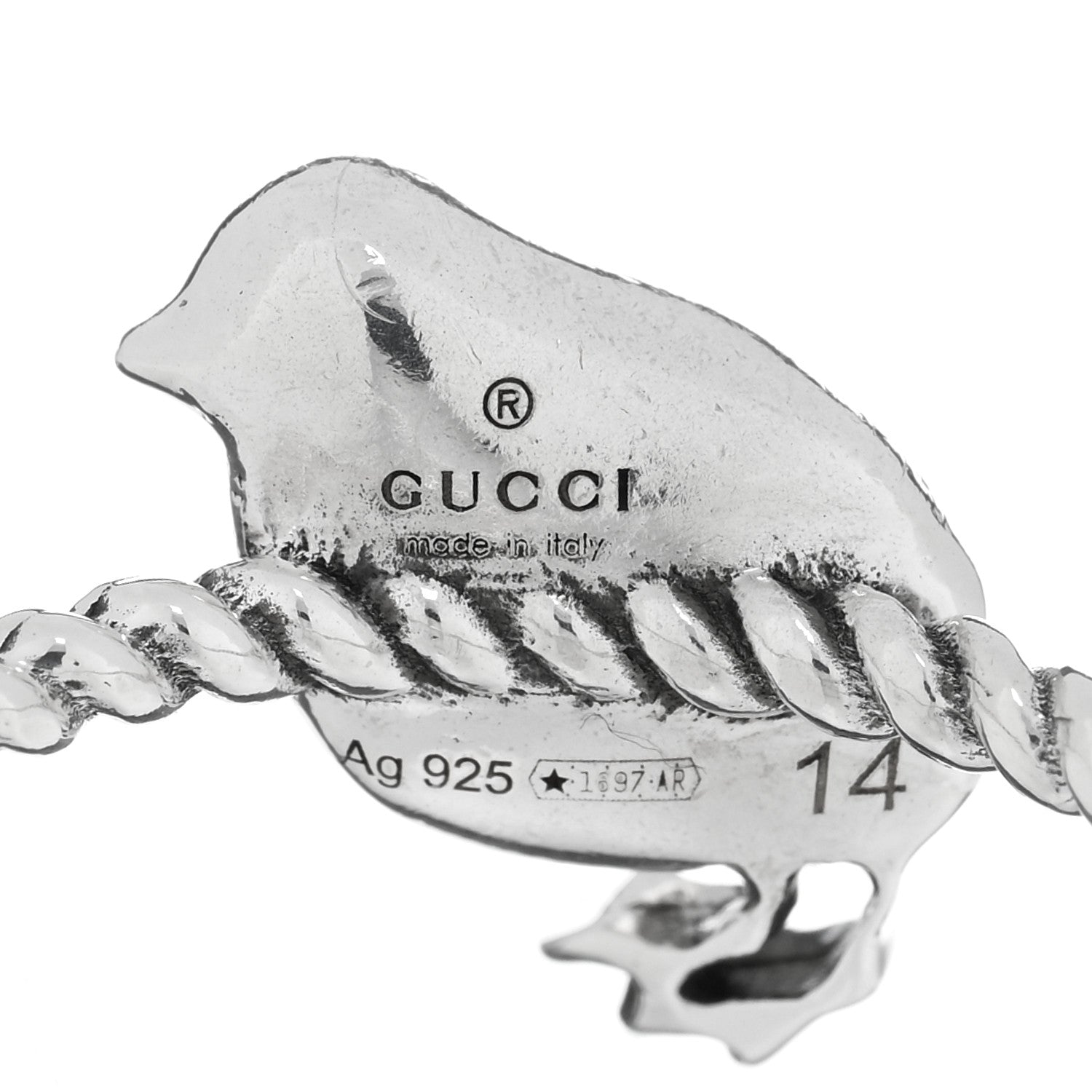 Gucci Sterling Silver Chick Ring 54 6.75 4 of 5