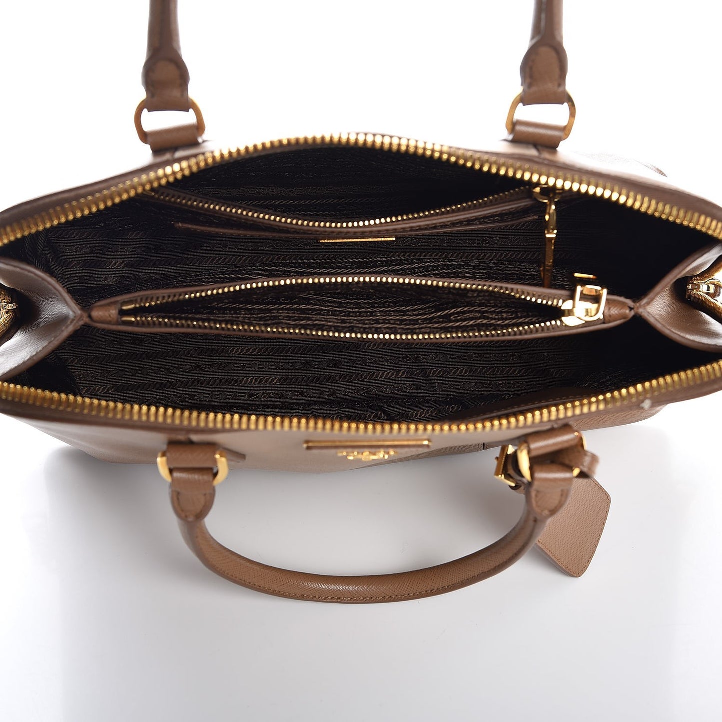 Saffiano Lux Bi-Color Promenade Tote Nocciolo Visone