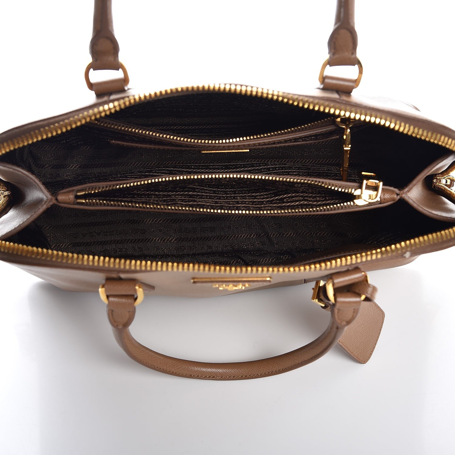 Prada Saffiano Lux Bi-Color Promenade Tote Nocciolo Visone 5 of 7