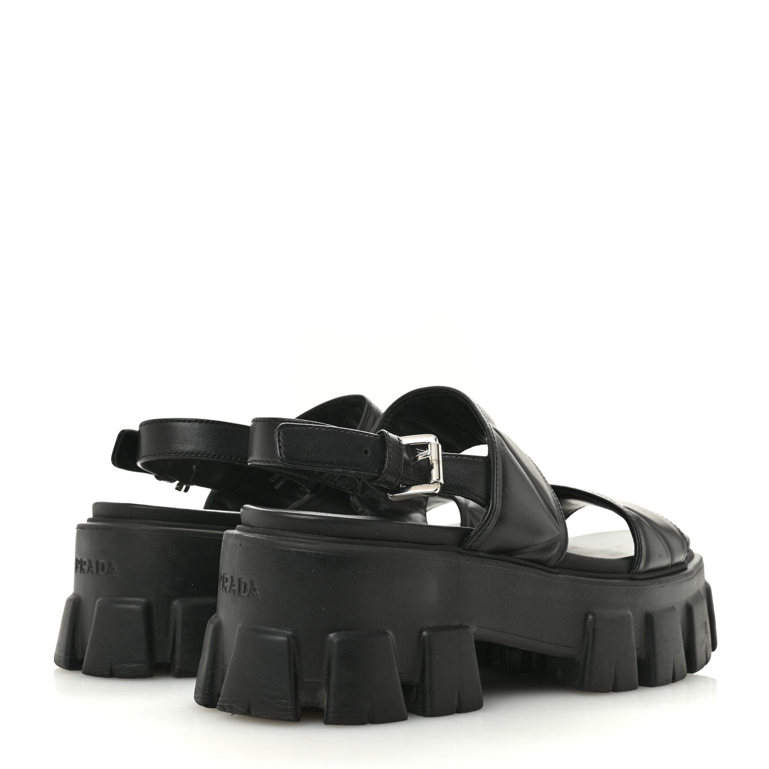 Prada Nappa Soft Logo Padded Monolith 55mm Sandals 37.5 Black 5 of 11