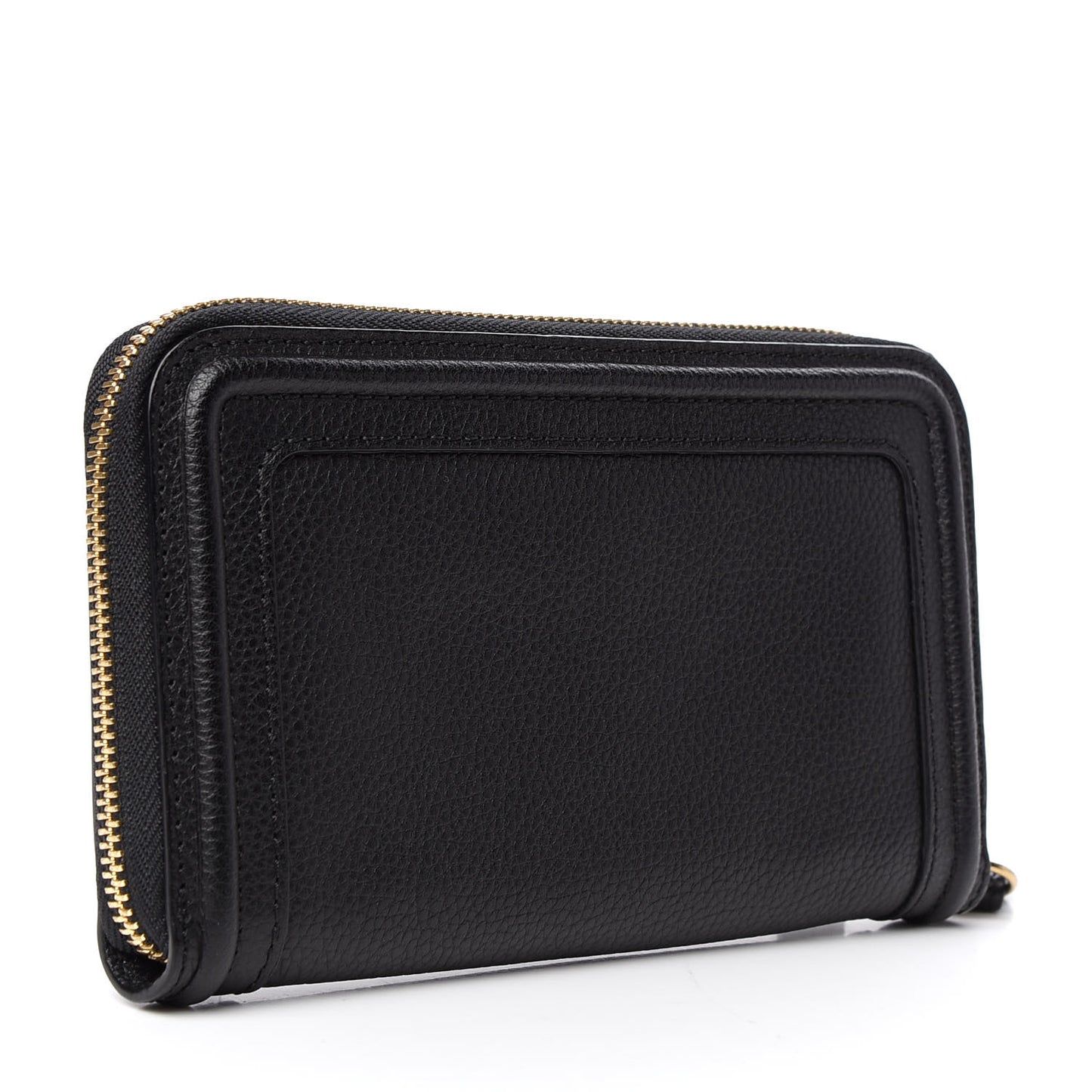 Grained Calfskin Paraty Long Zip Around Wallet Black