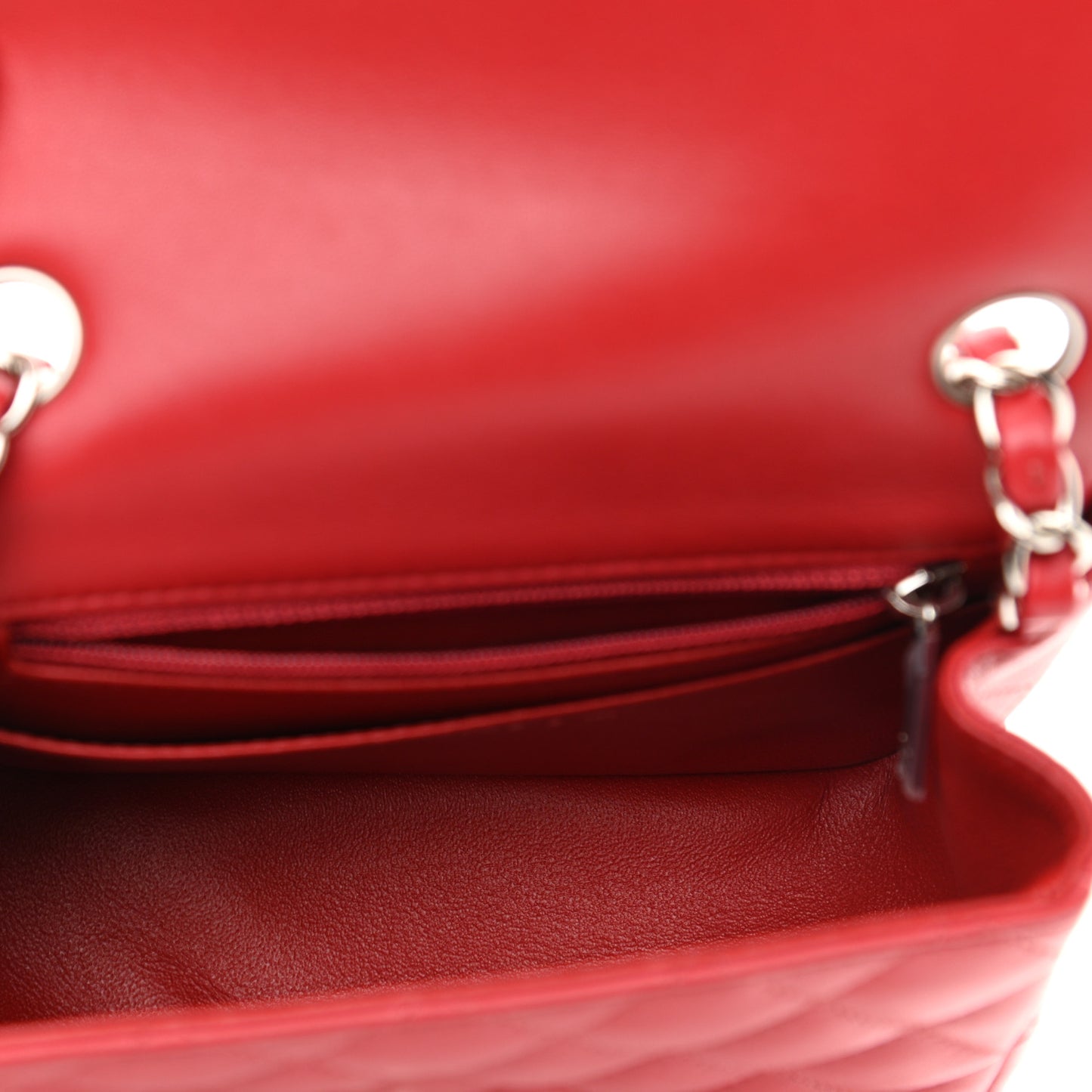 Lambskin Quilted Mini Square Flap Red