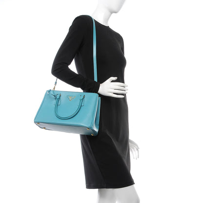 Prada Saffiano Galleria Small Double Zip Tote Turchese 3 of 11